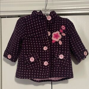 Charming Purple Floral Pea Coat for Girls